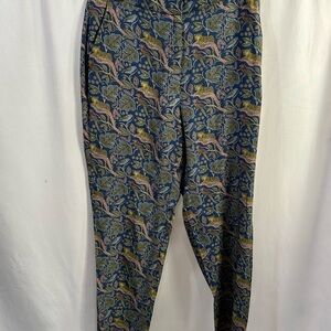 J. Crew Full Length Easy 100% Silk Pant in Botanical Cheetah Print